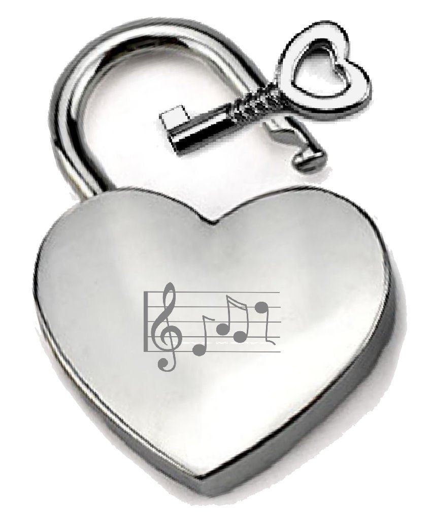 Cadenas personnalisé en forme de cœur gravé note de musique pour pont des arts