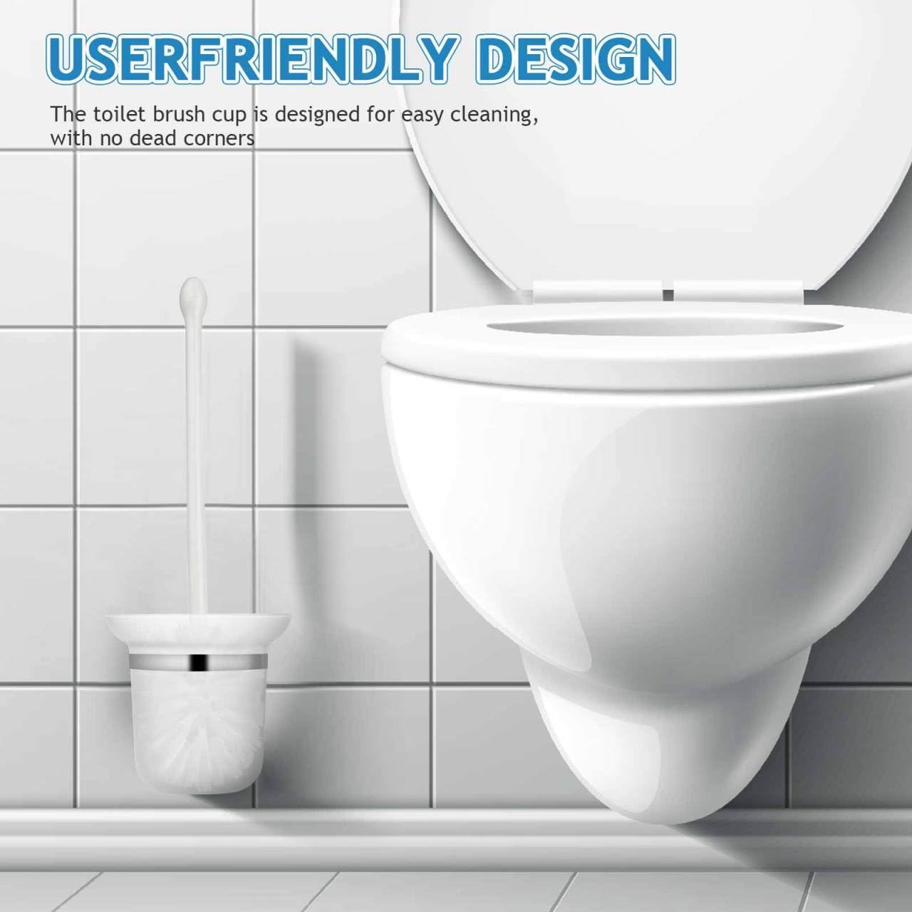 Toilet Brush Holder Frosted Glass Cup Space-Saving Bathroom Accessory for Home Restrooms Easy-to-Clean Toilet Brush Storage Rack