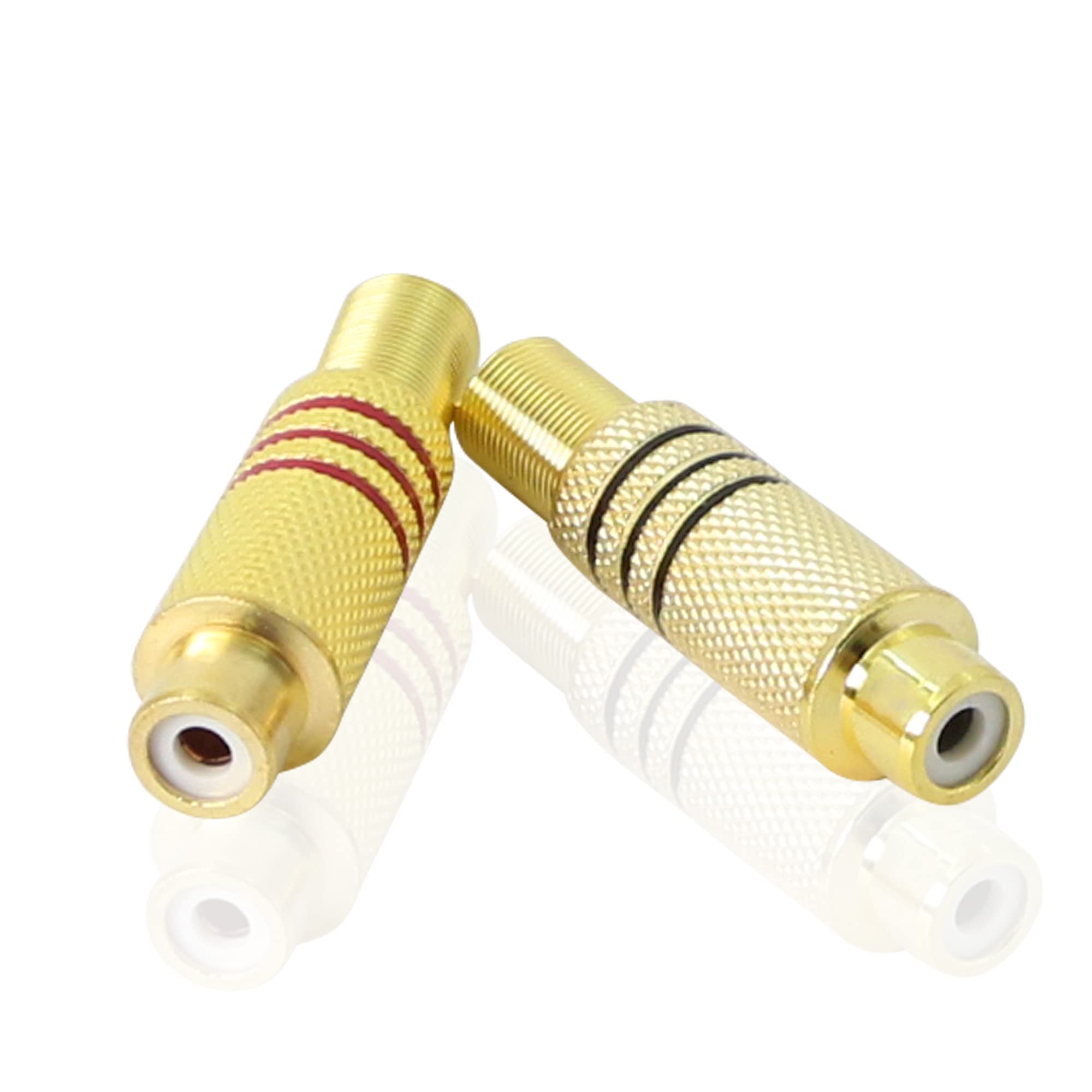 PNGKNYOCN RCA Audio Connector, Screws Audio Video AV Stereo Female Jack with Spring Coaxial Audio Gold Plated Solder Adapter ?4-Pack?