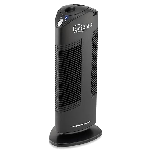 Ionic Pro Compact Air Purifier Tower, Never Replace Filters, Quiet Negative Ion Technology, Captures Pollutants, Pet Dander, Dust, Odor, Smoke, and More, CA200, Cleans Rooms Up to 300 sq. ft