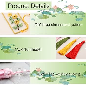 Amazon.co.jp: XINSHUN 刺繍しおり かわいいパターン 透明オーガンザ