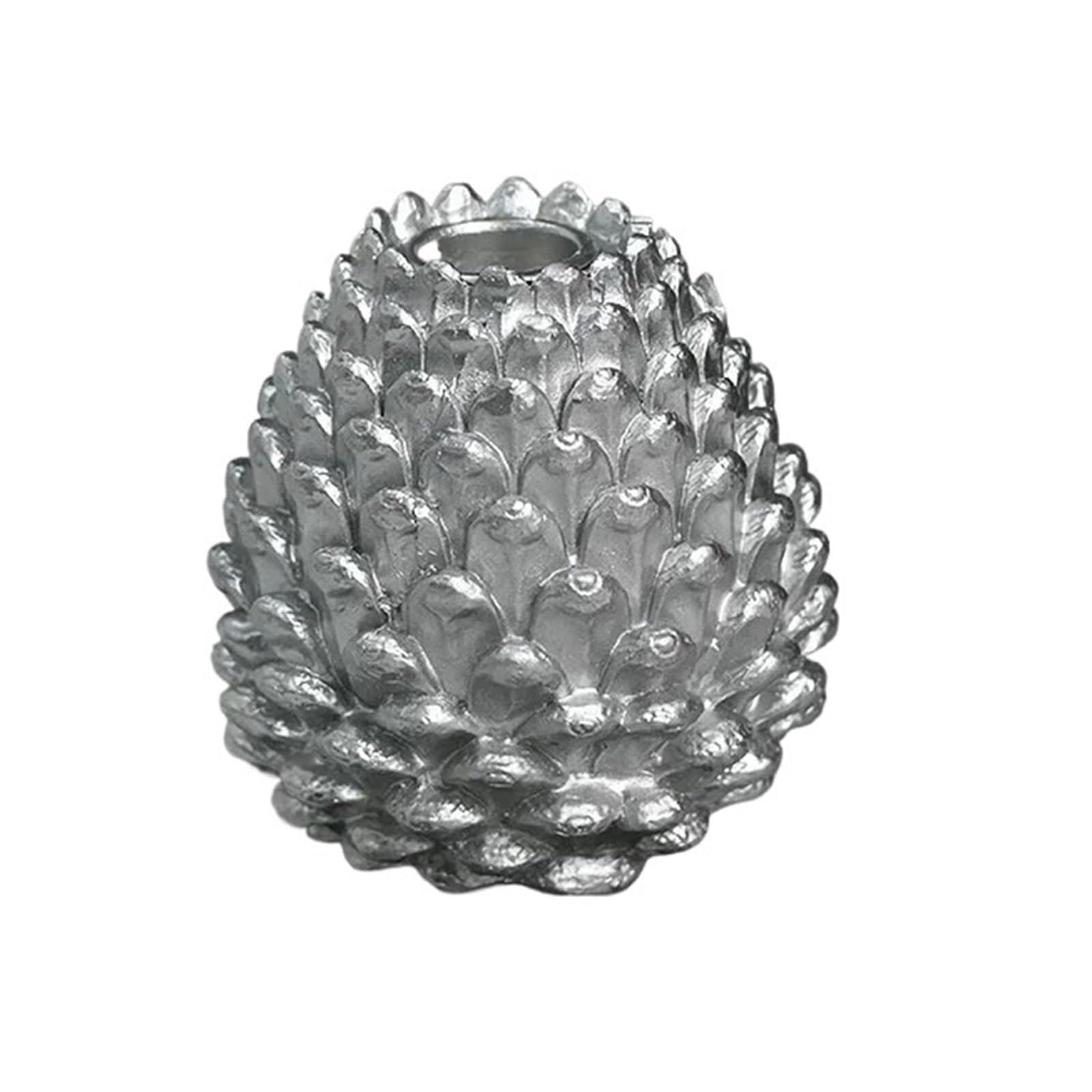 Candle Holders Pine Cone Candle Holder Home Decoration Ornaments Resin Sculptures Pinecone Candlestick(Silver(no Candle))