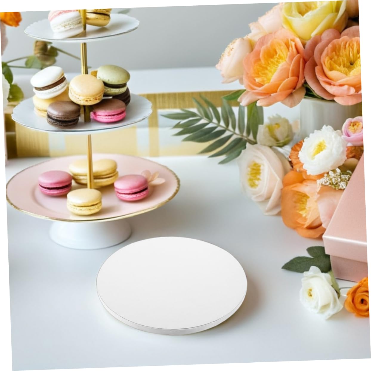PRETYZOOM Base de Gâteau Ronde 10 Pouces en Carton Blanc, Lot de 7