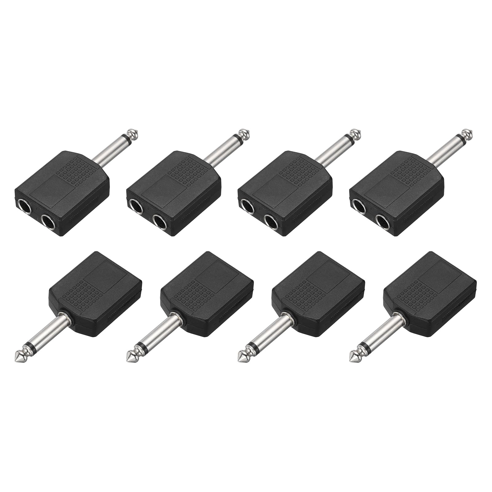 MECCANIXITY 8 Pcs TS6.35mm Male to 2x6.35mm Female Cable Adapter Connector Mono Zinc Alloy Nickel Plating Cable Adapter Connector for Microphones Guitars Speakers Computers Signal Conversion