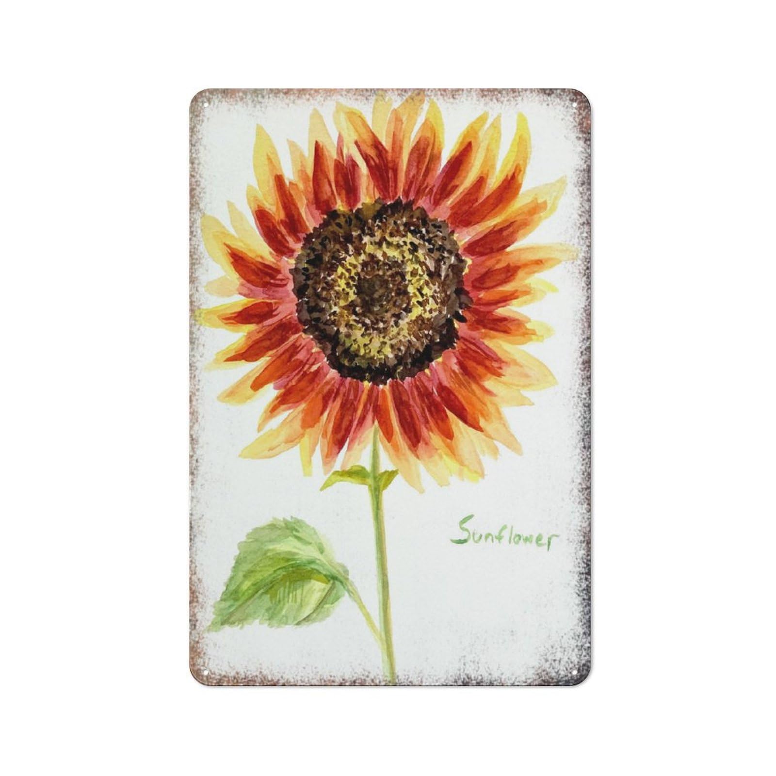 Sunflower Autumn Art Metal Sign, Multi Scene Household Aesthetic Wall Decor, Yard Cafe Garage,8x12 Inch