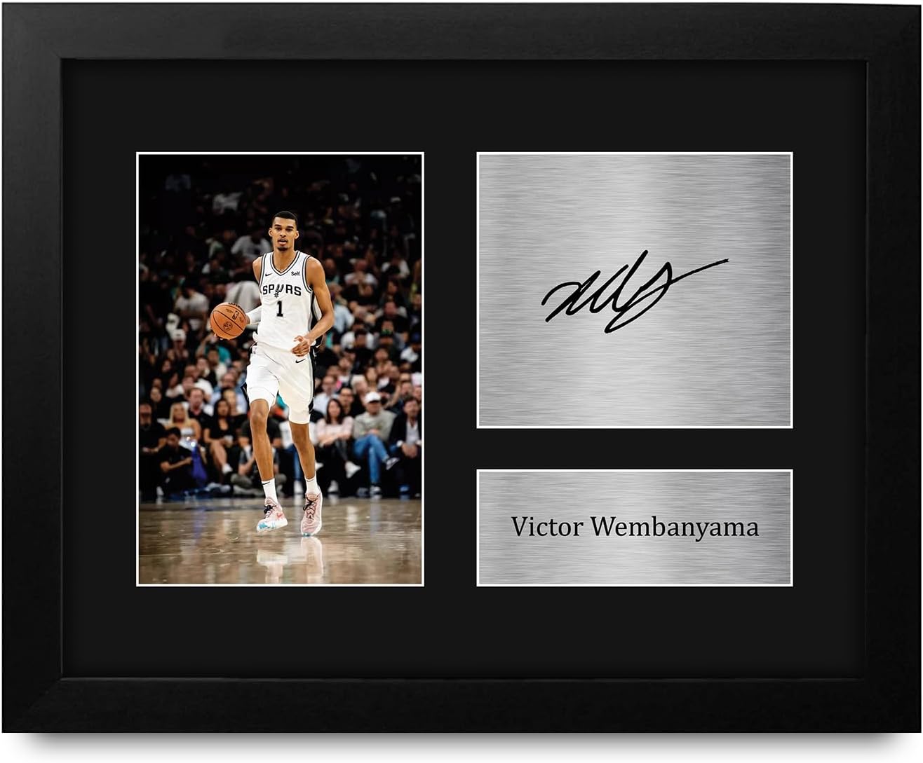 HWC Trading Victor Wembanyama Framed Gifts Printed Signed Autograph Picture for Basketball Memorabilia Fans - US Letter Size