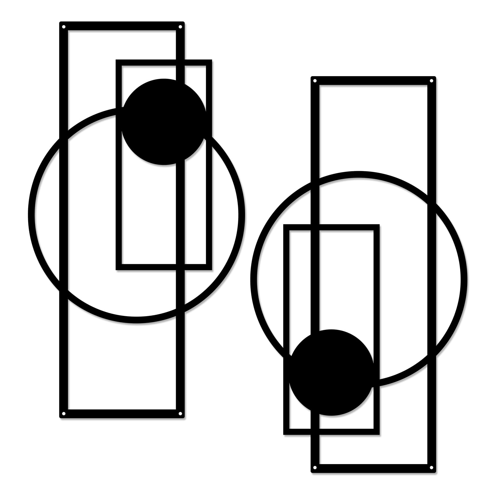 YiYa 2 Pcs Black Metal Wall Decor Minimalist Wall Decor Metal Vertical Abstract Wall Art Modern Geometric Wall Hanging for Home Living Room Bedroom (Geometric)