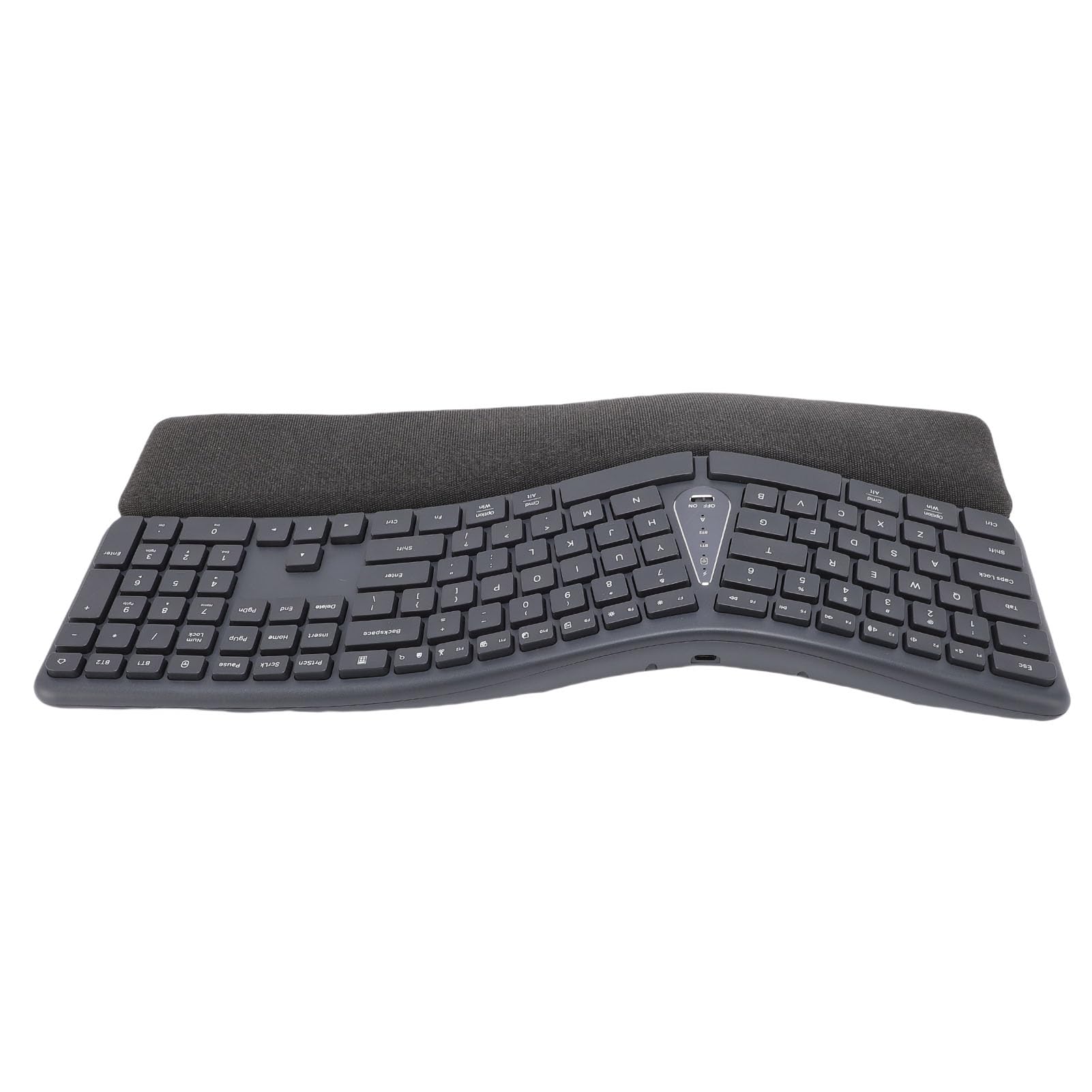Tastiera Ergonomica, Tastiera Divisa con Riposo Al Polso Imbottito, Wireless USB da 2,4 G, USB C Ricaricabile, 111 Tasti per8/ME/2000/Vista/7/8/10