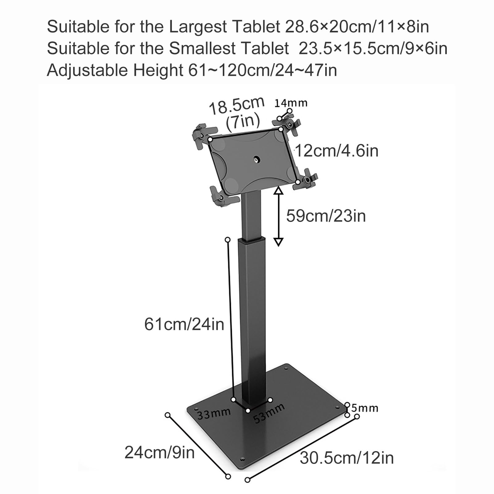 Antifurto Leggio per Tablet, Altezza e Angolazione Regolabili, Supporto Tablet con Base, Porta E-reader(Silver)