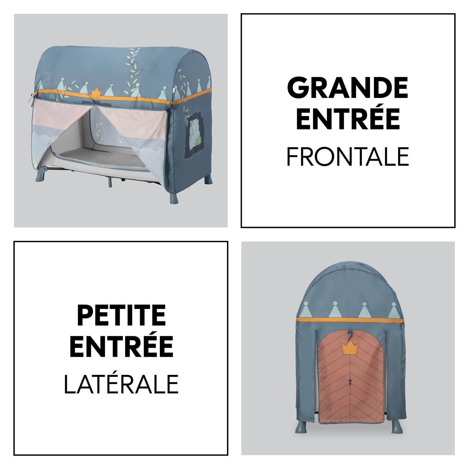 Hauck Tente pour Lit Parapluie, Ciel de Lit Cabane Enfant Intérieur et Extérieur, Compatible Lits de Voyage Hauck avec Largeur Couchage 60 cm, Château