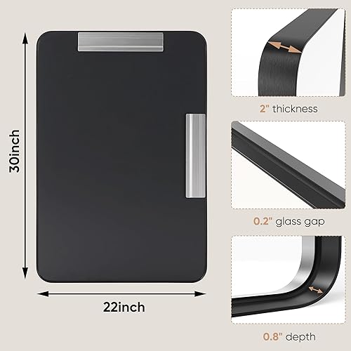 Miniatura 7 de DUMOS Espejo de baño rectangular redondeado con marco de metal negro para colocar sobre la pared del fregadero, espejo grande mate de 30 x 22