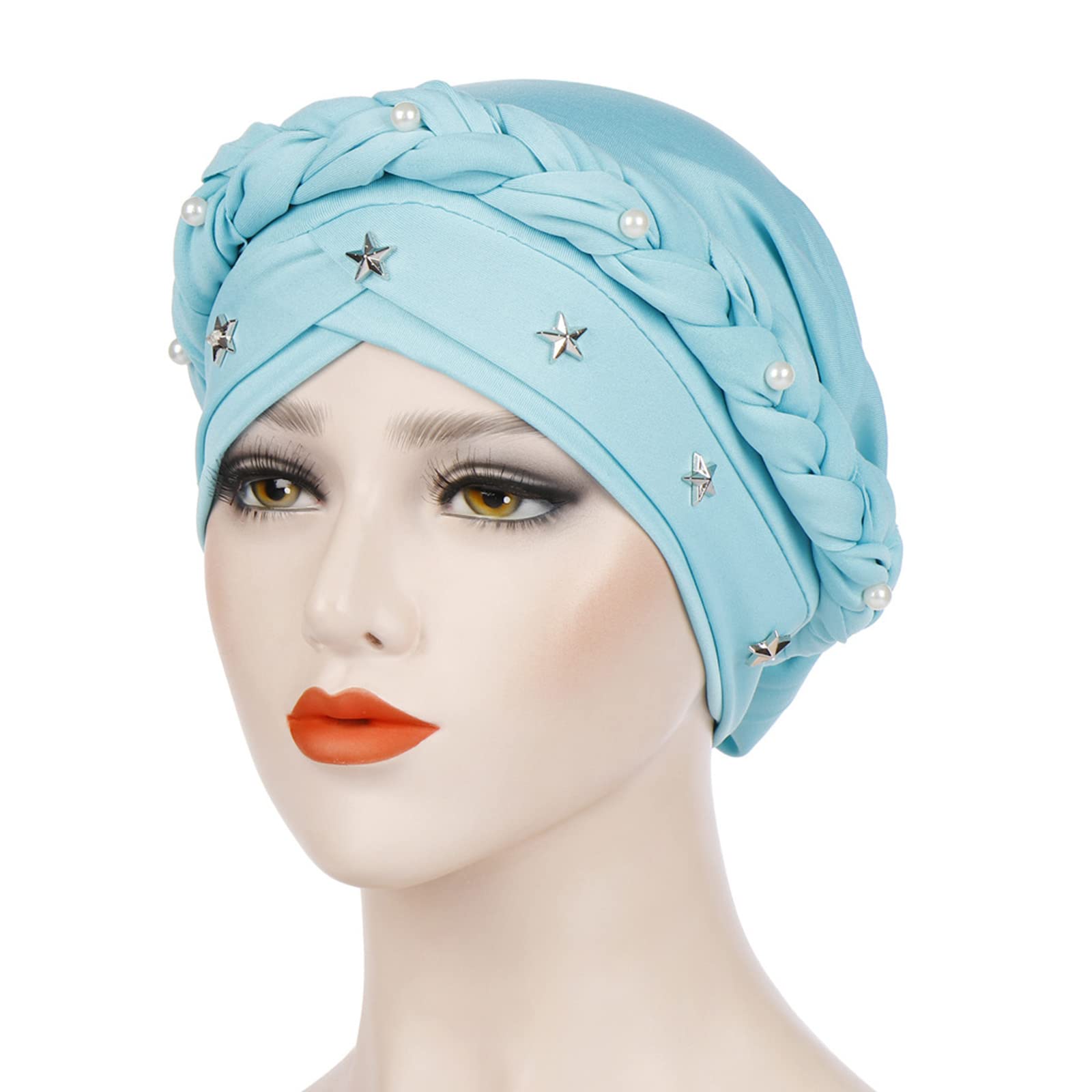 Turban Chimio Élégant Avec Strass & Rivets – Bonnet Croisé Doux Pour Femmes – Perte De Cheveux, Cancer, Hijab