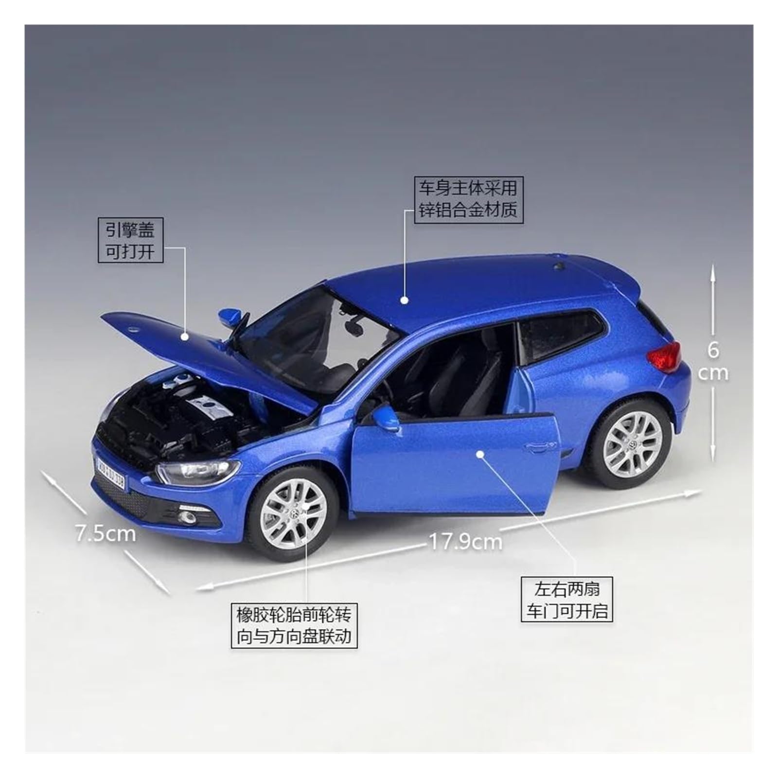 Metallo Scala Replica 1 24 per Volkswagen Scirocco Sports Car Die Cast Alloy Model Home Decor Series Hobby Veicoli Giochi Set