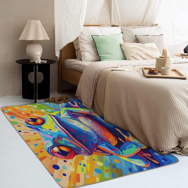 Miniatura 10 de Alfombra de sapo con anfibios tropicales de 3 x 4 pies, bonita alfombra de rana para sala de estar, dormitorio, lavable, antideslizante, suave,