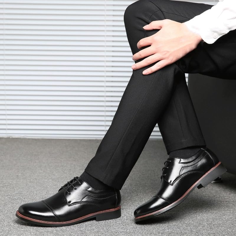 Mens Dress Formal Shoes Leather Plain Toe Wedding Anti-Slip Non Slip Resistant Shoe Office Lace-up2