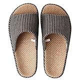 [HJstars] スリッパ 亜麻 リネン ルームシューズ 室内スリッパ 前開き 静音 軽量 家庭用春と夏スリッパ メンズ／レ ディース 洗濯可 滑り止め 長持ち 和風 無地 和洋 和室 新築用ルームシューズ (ダークグレー, 26.5-27cm)…