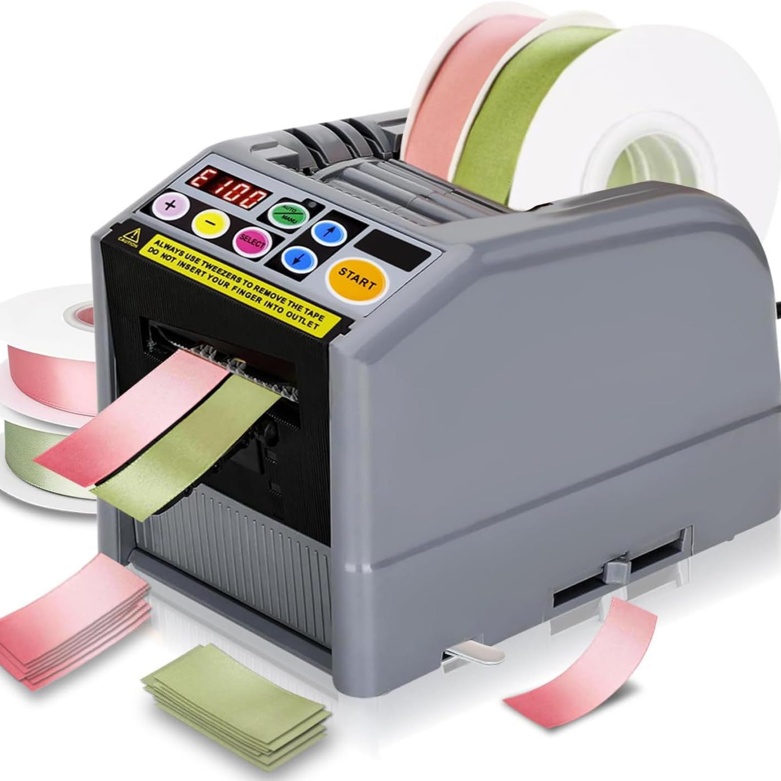 Lpoxuru Electric Adjustable Tape Cutting Machine, Auto Manual Dual Mode Tape Dispenser, 5-999mm Length 6-60mm Width, Fits Adhesive Tape, Foil & Protective Film for Factory and Office Packing