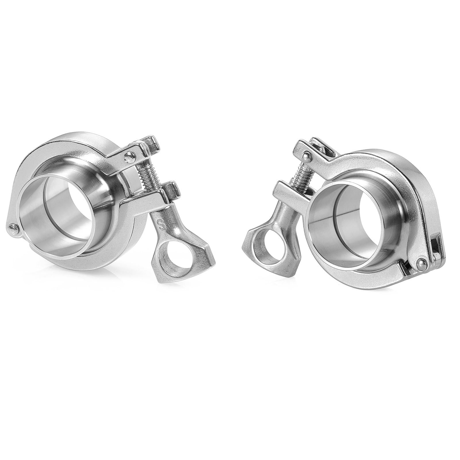 304 Stainless Steel Quick-Connect Coupling Set with Chucks, 2 Sets Snap-on Type, Clamps for φ12.7-38mm Pipes(Φ25)