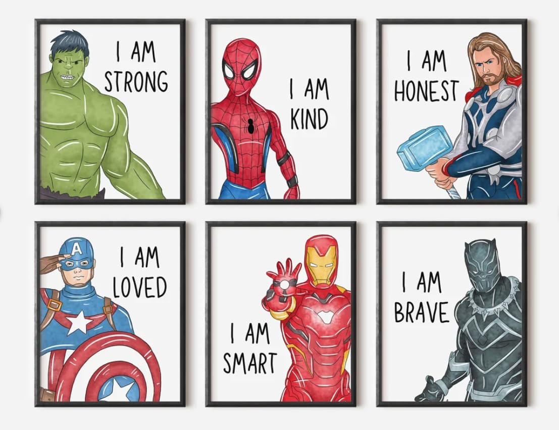 amazon-com-shophaven-superheroes-art-print-set-of-6-i-am-affirmations-boys-bedroom-d-cor-kids-wall-art-iron-man-hulk-spiderman-thor-black-panther-and-captain-america-superheroes-11x14-posters-prints for Free Printable Pictures Of Superheroes Amazon.com: ShopHaven Superheroes Art Print Set Of 6, 'I AM' Affirmations, Boys Bedroom Décor, Kids Wall Art, Iron Man, Hulk, Spiderman, Thor, Black Panther and Captain America, Superheroes (11x14): Posters & Prints for Free Printable Pictures Of Superheroes