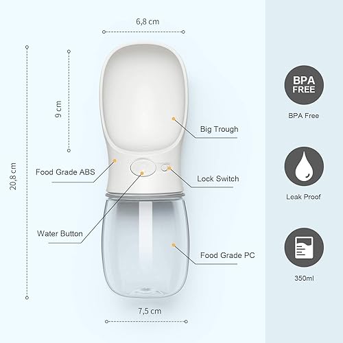 Miniatura 8 de DEYACE Dog Water Bottle Portable Leak Proof Puppy Water Dispenser for Outdoor Walking Hiking Travel 12OZ-19OZ Food Grade Plastic BPA Free Cherry