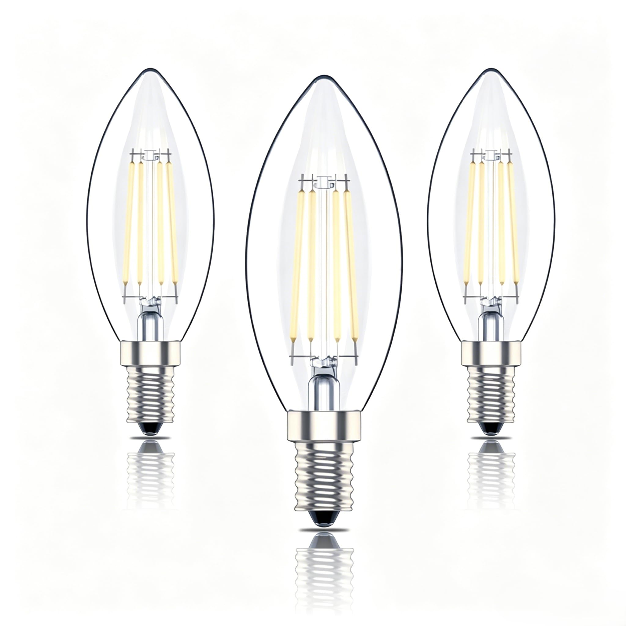 E14 Dimmable Led Candle Bulb,SES Filament Small Edison Screw Light Bulbs,4w 40W Equivalent, Cool White 6000K, 400lm (3, Cool White)