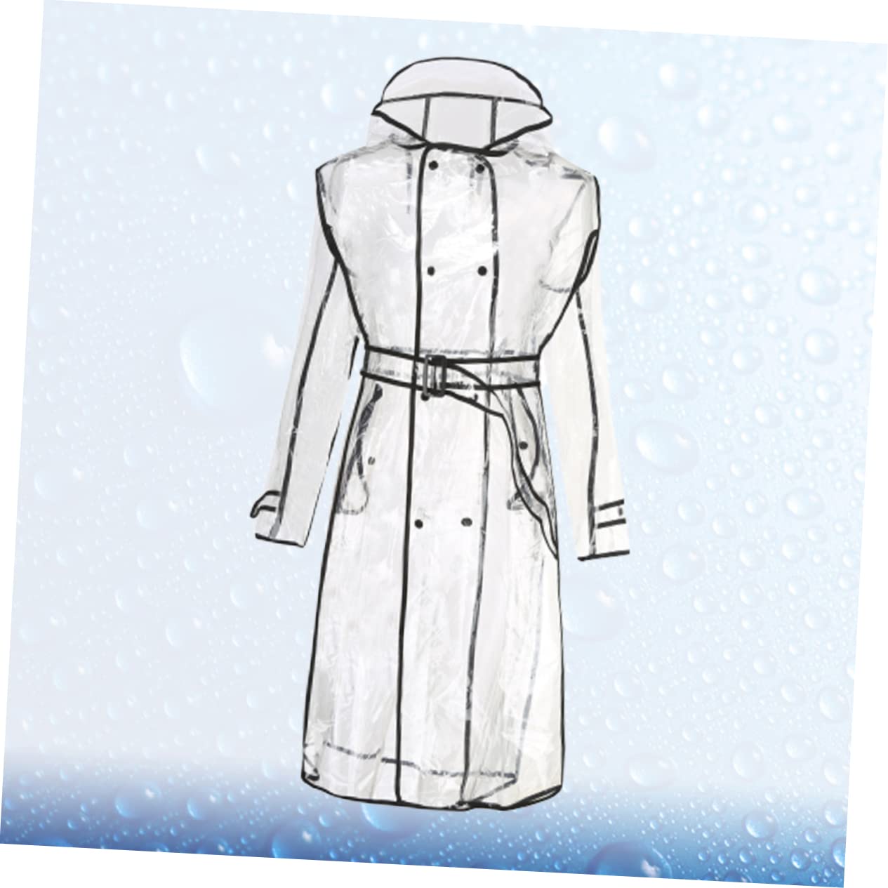 Imperméable Transparent en EVA avec Ceinture Manteau de Pluie -Long Vêtement de Pluie Noir pour Femme Sorties par Pluvieux Taille Xl