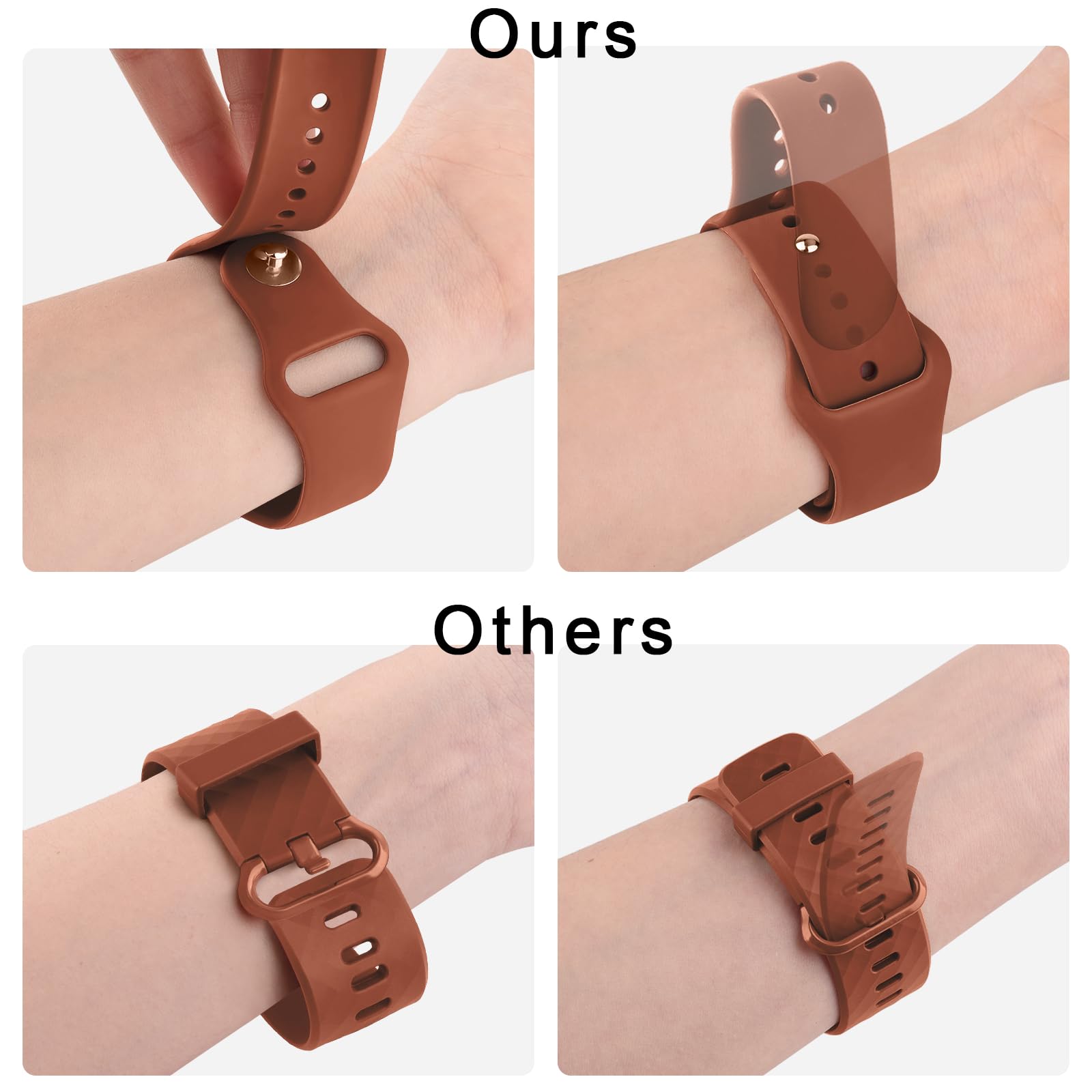 Oumida Pasek do zegarka na rękę Fitbit Versa 3 / Fitbit Versa 4 / Fitbit Sense dla kobiet i mężczyzn, silikonowy, zapasowy pasek do zegarka na rękę Fitbit Versa 3 / Versa 4 / Sense / Sense 2, brązowy