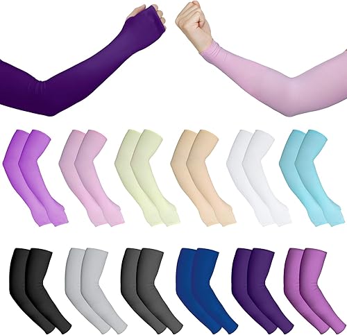 12 Pairs Cooling Arm Sleeves UV Protection Sun Sleeves for Women Men Outdoor Sports Running Golf Cycling Camuflaje patrón, Colores varios
