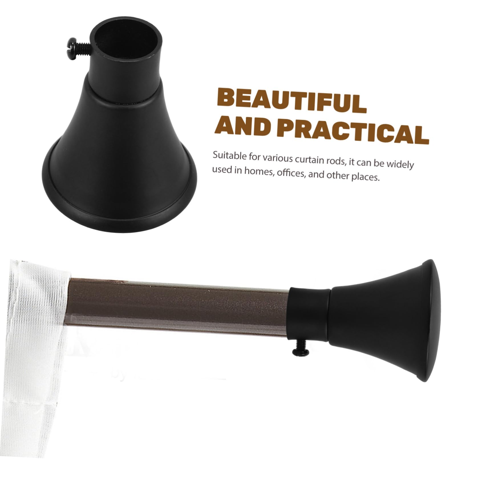 WOONEKY 2pcs Iron Finials for Door Curtain Rods Decorative Window Treatment Finials Ends