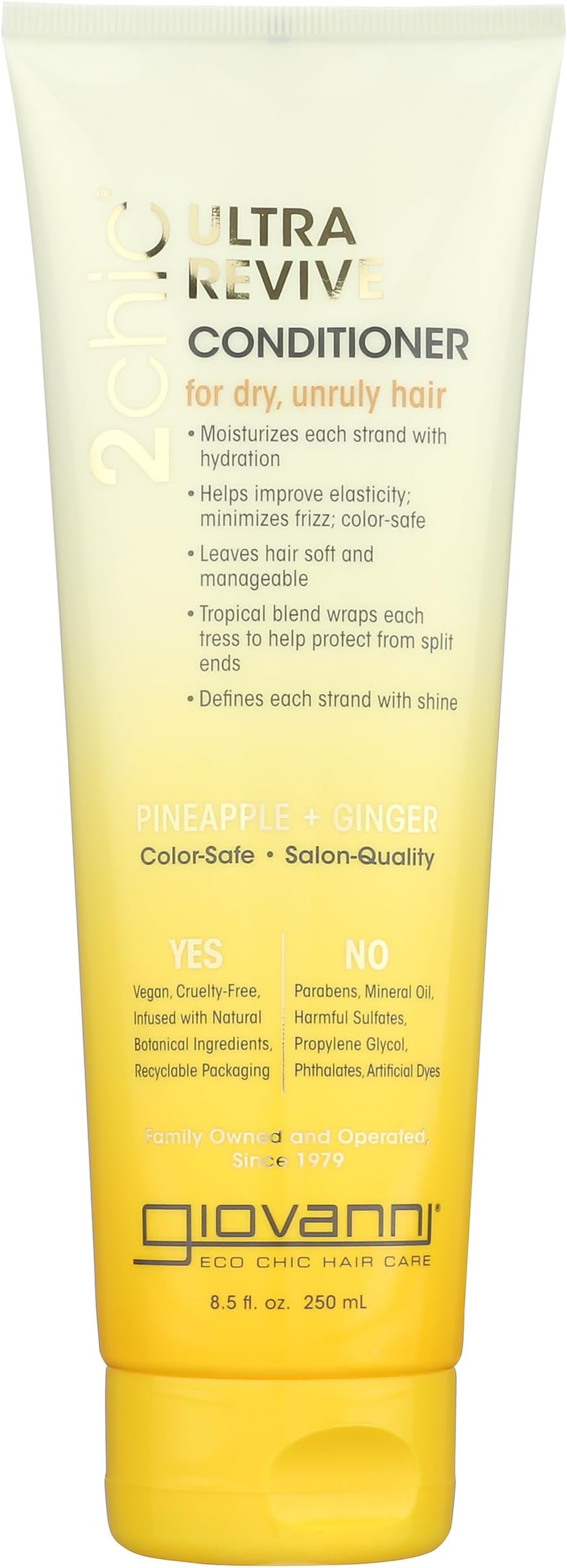2chic Ultra-Revive Conditioner - Moisturizing Conditioner with Pineapple & Ginger, Coconut, Guava, & Aloe Vera Helps Dry Unruly Hair, Paraben Free, Color Safe - 8.5 oz