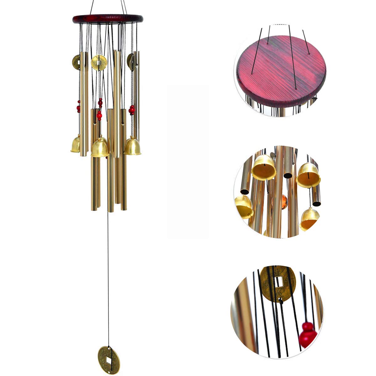 Large Wind Chimes Outdoor Wind Chimes Garden 10 Tubes 5 Golden Bells Sounds Crisp for Yard Garden Outdoor Indoor Bedroom (Golden Bells)