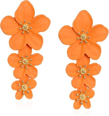 Three Layer Flower Earrings for Women Boho Statement Flower Earrings Bohemian Flower Dangle Earrings Flower Jewelry Gift