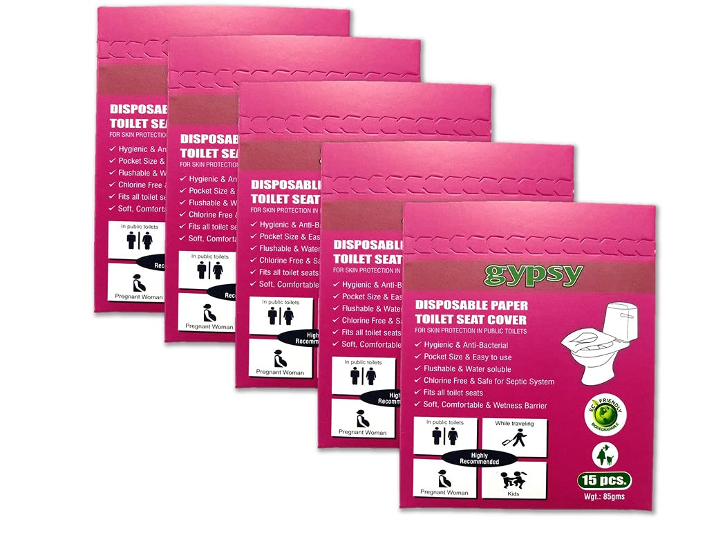 Gypsy Disposable Paper Toilet Seat Covers75 Sheets (5 x 15