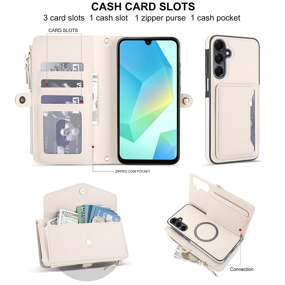 Generic Étui compatible avec Samsung Galaxy A55 (couleur : violet), portefeuille amovible en cuir à rabat magnétique