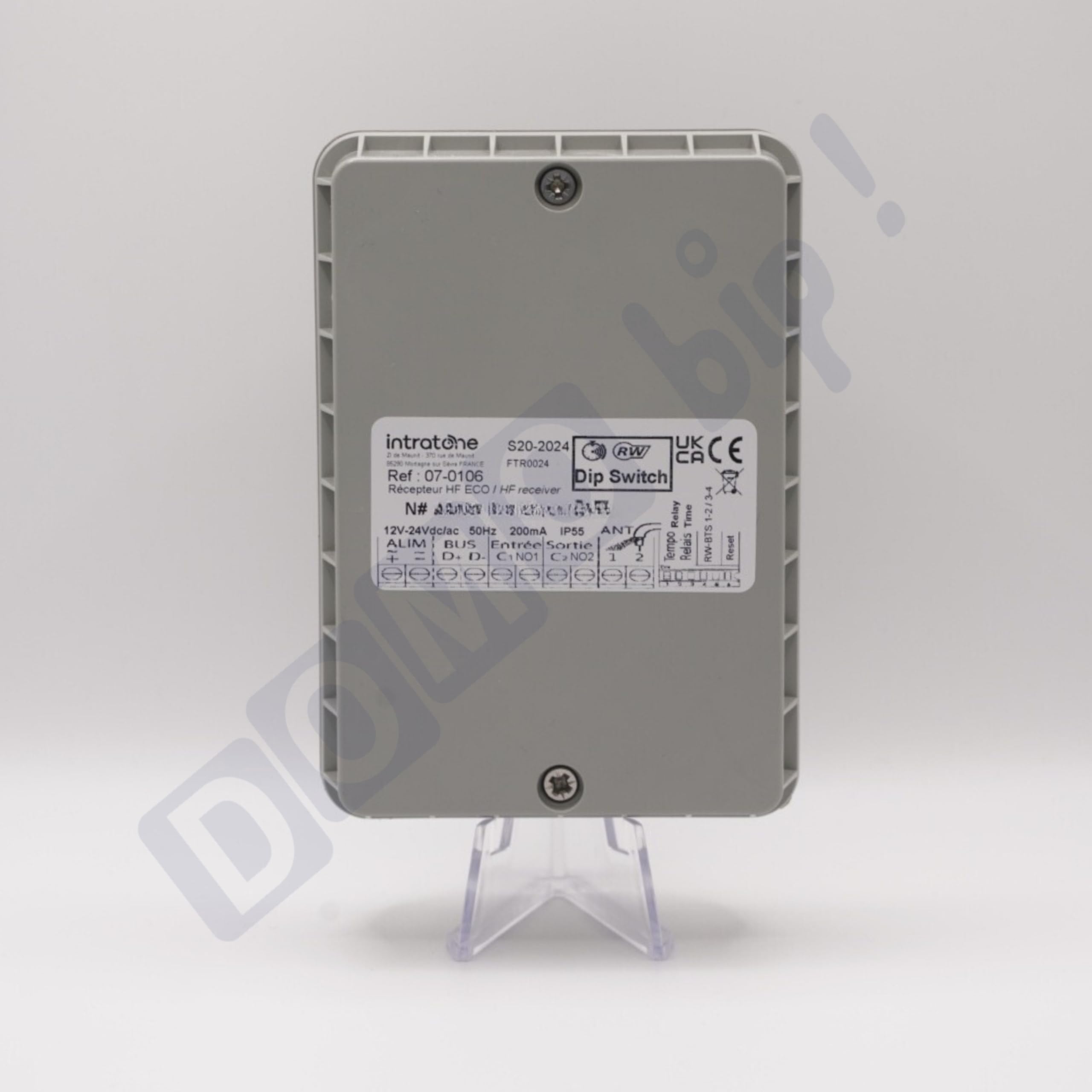 INTRATONE - Récepteur HF ECO 07-0106 | Module radio 868 MHz à code tournant sécurisé | Jusqu’à 1 022 télécommandes | Usage professionnel + 1 Porte-clés DOMOBIP