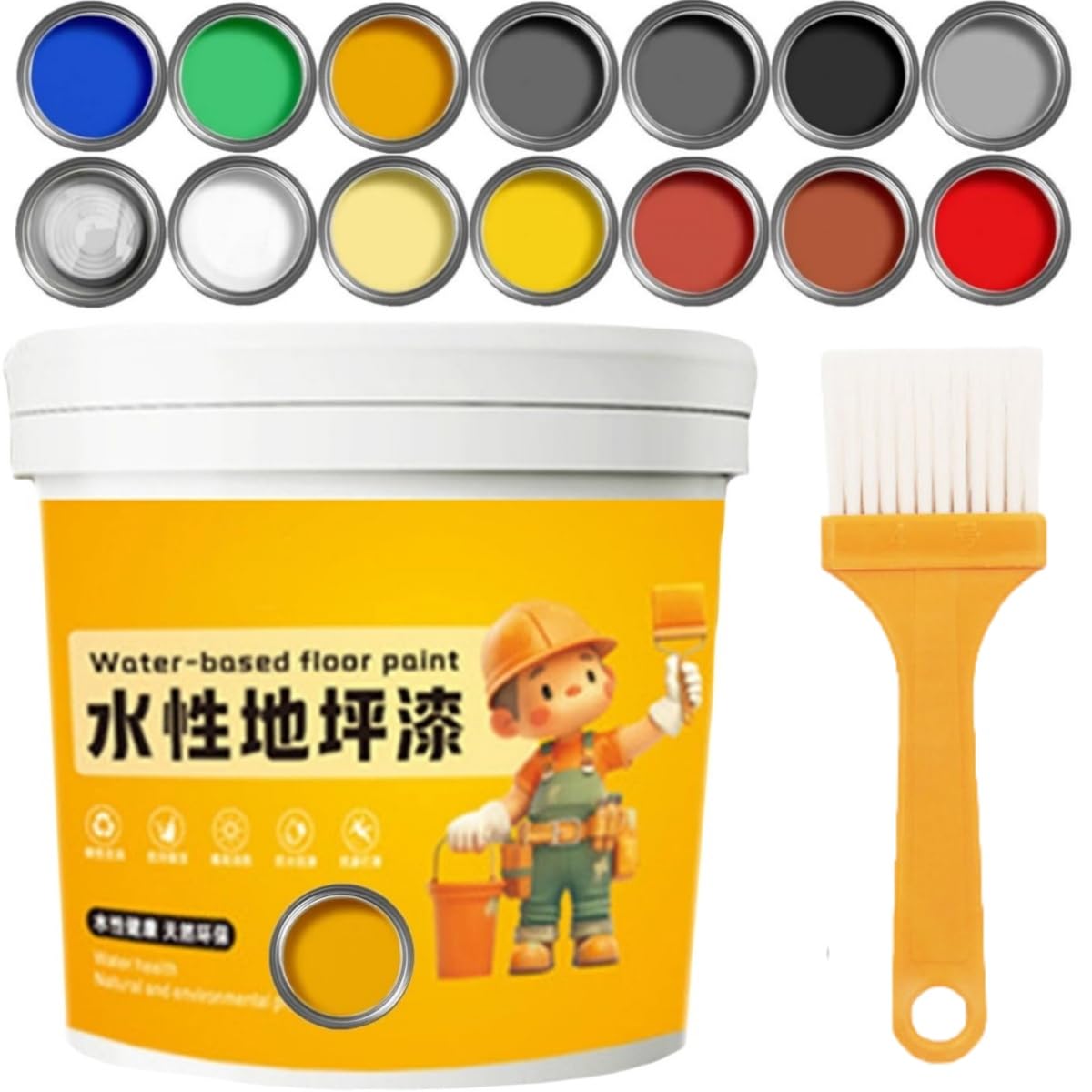 Waterproof Water-Based Epoxy Floor Paint - 2025 New Water-Based Garage Epoxy Flooring Paint, Quick-Dry Anti-Slip Concrete Floor Paints For Interior & Exterior (M Yellow)