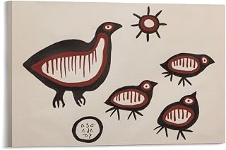 Norval Morrisseau Prints Bird Family(2) by Norval Morrisseau Art Poster Canvas Painting Decor Wall Print Photo Home Modern Decorative Posters Framed/Unframed 12x18inch(30x45cm)