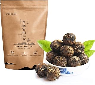 Seven Colors - Yunnan White Tea Loose Leaf White Tea Balls Chinese Tea 10 Count 2.2 oz 云南古树白茶 Breakfast Tea