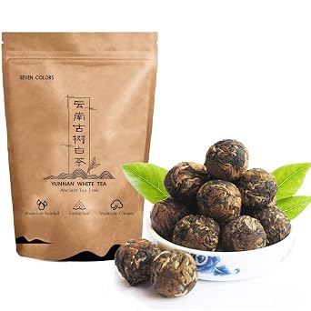 Seven Colors - Yunnan White Tea Loose Leaf White Tea Balls Chinese Tea 10 Count 2.2 oz Breakfast Tea