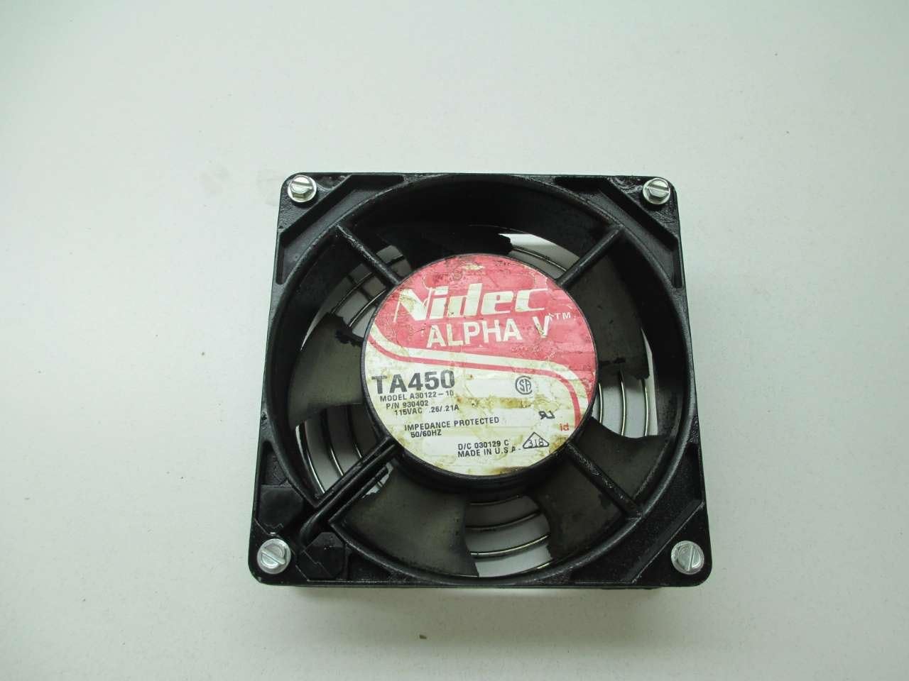 NIDEC TA450 A30122-10 930402 Alpha V Fan Unit 115V-AC D397363