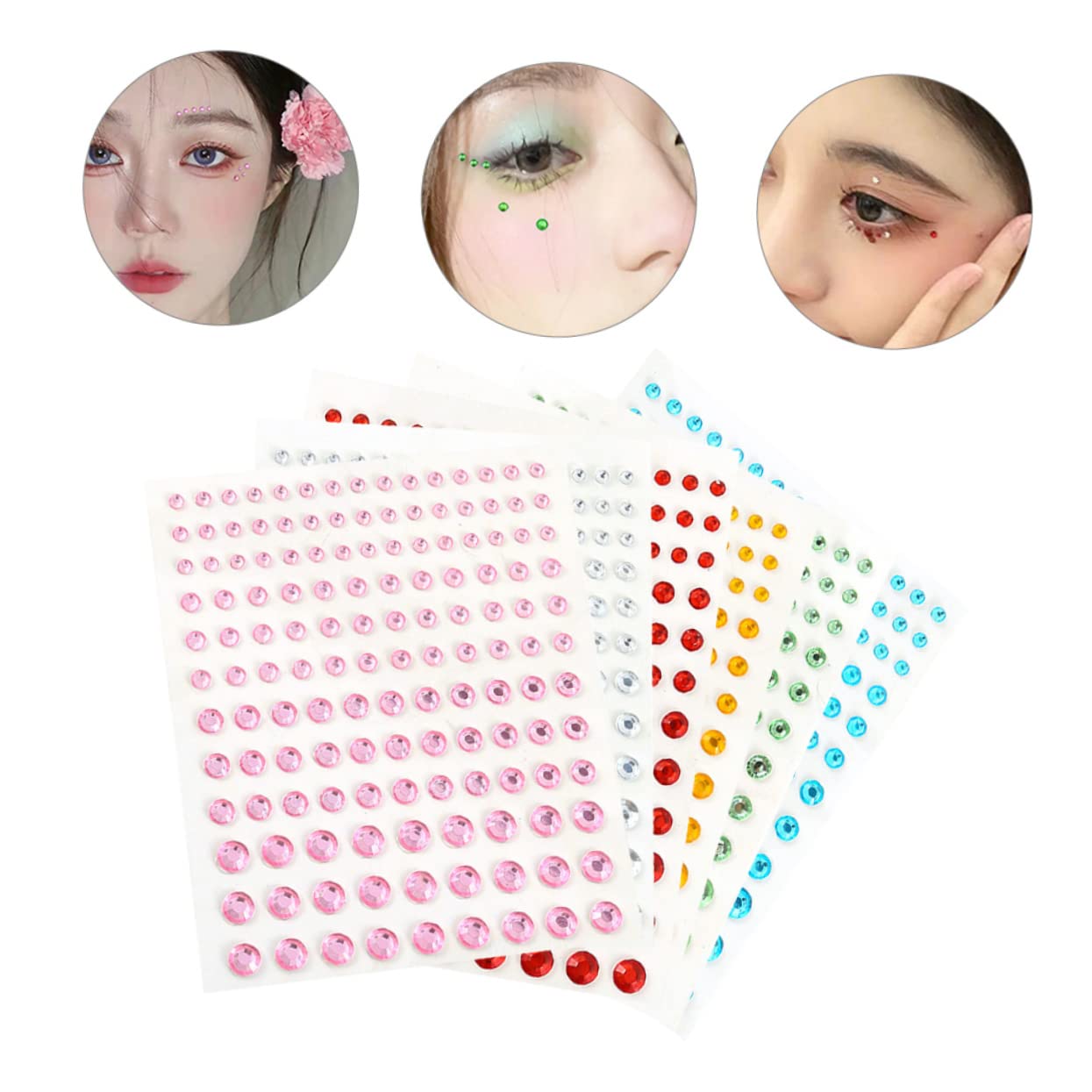 minkissy 30 fogli di gemme autoadesive per il viso, strass, gemme per il viso, gioielli, gioielli, gioielli, acrilico, strass, strass
