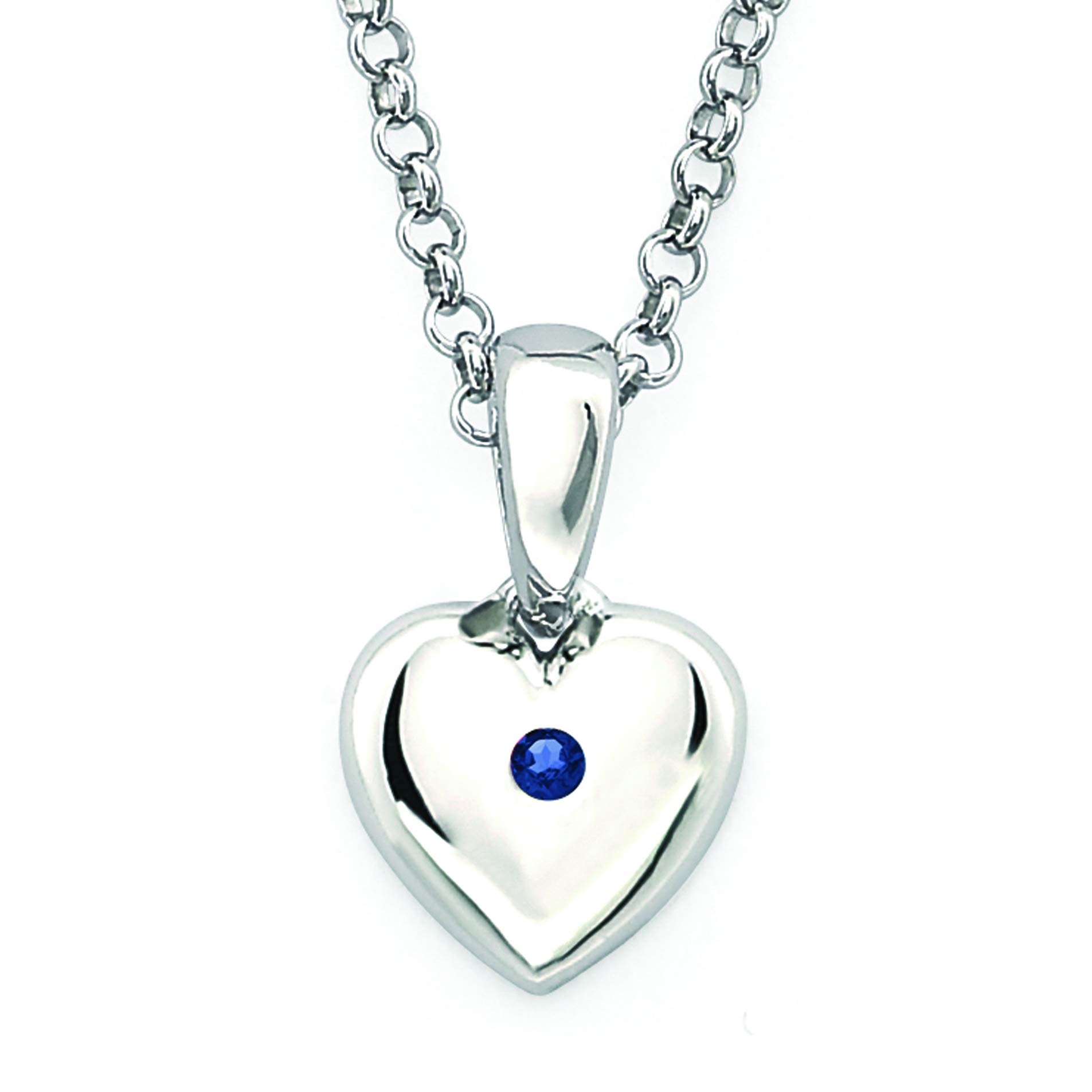 Little Diva Diamonds .925 Sterling Silver & Crystal Simulated Birthstone Heart Pendant Necklace with 16" Chain for Girls