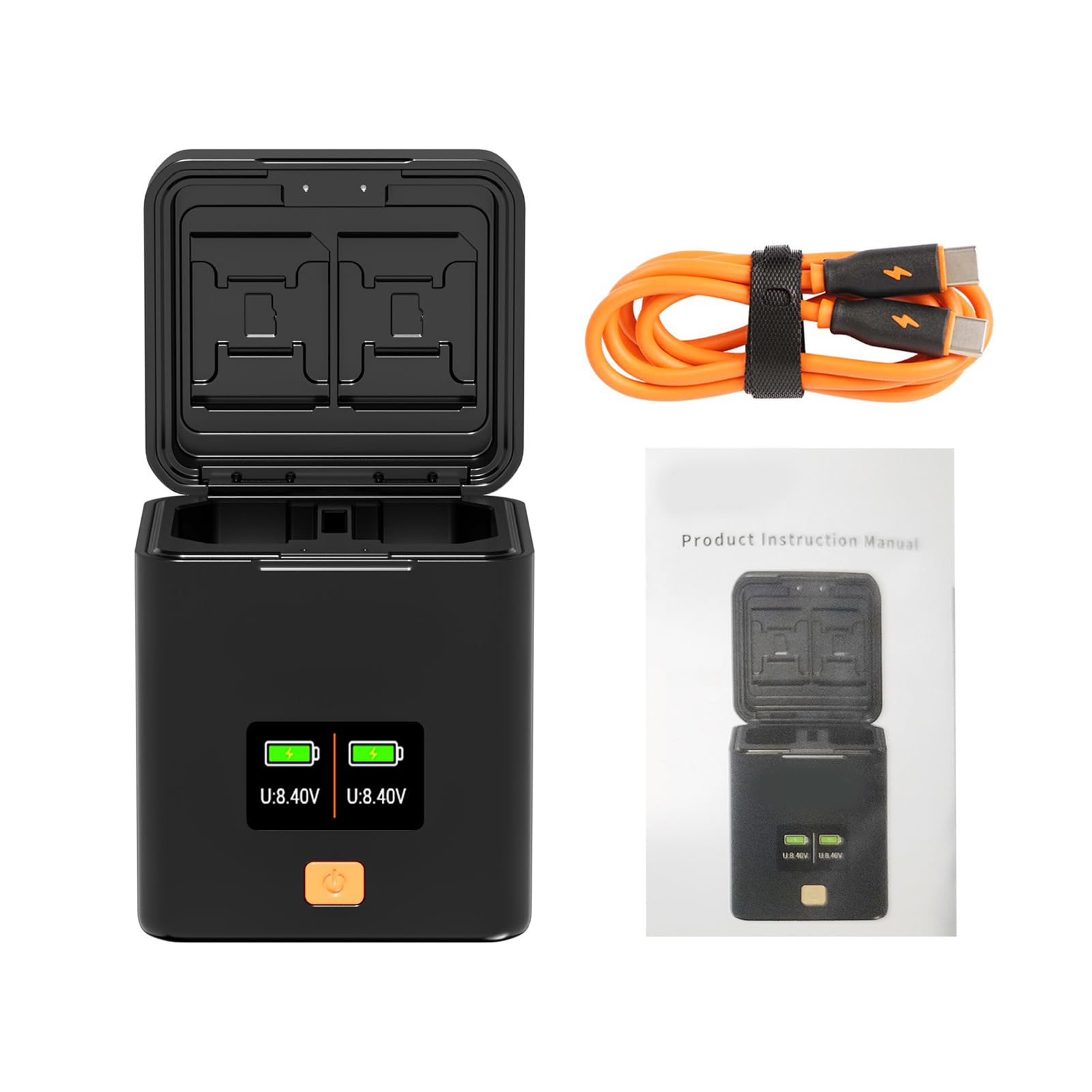 Estuche de Carga de Batería NP-FZ100 para – Cargador Rápido PD Doble Ranura con Pantalla OLED y Ranuras para Tarjetas