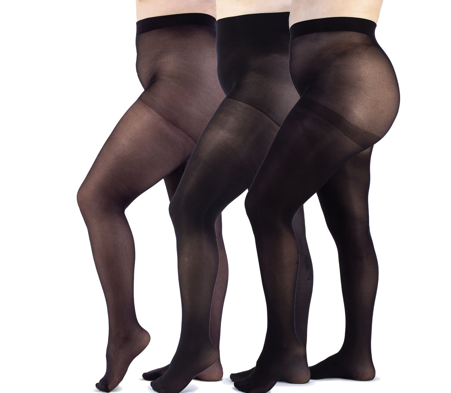 LEELA LAB Multipack Collant Femme Grande Taille, Semi Opaque 30 et 50 Deniers, Collants Femme Curvy Taille Haute, Confortables, Résistents et Modelants, Made in Italy (Lot de 3)