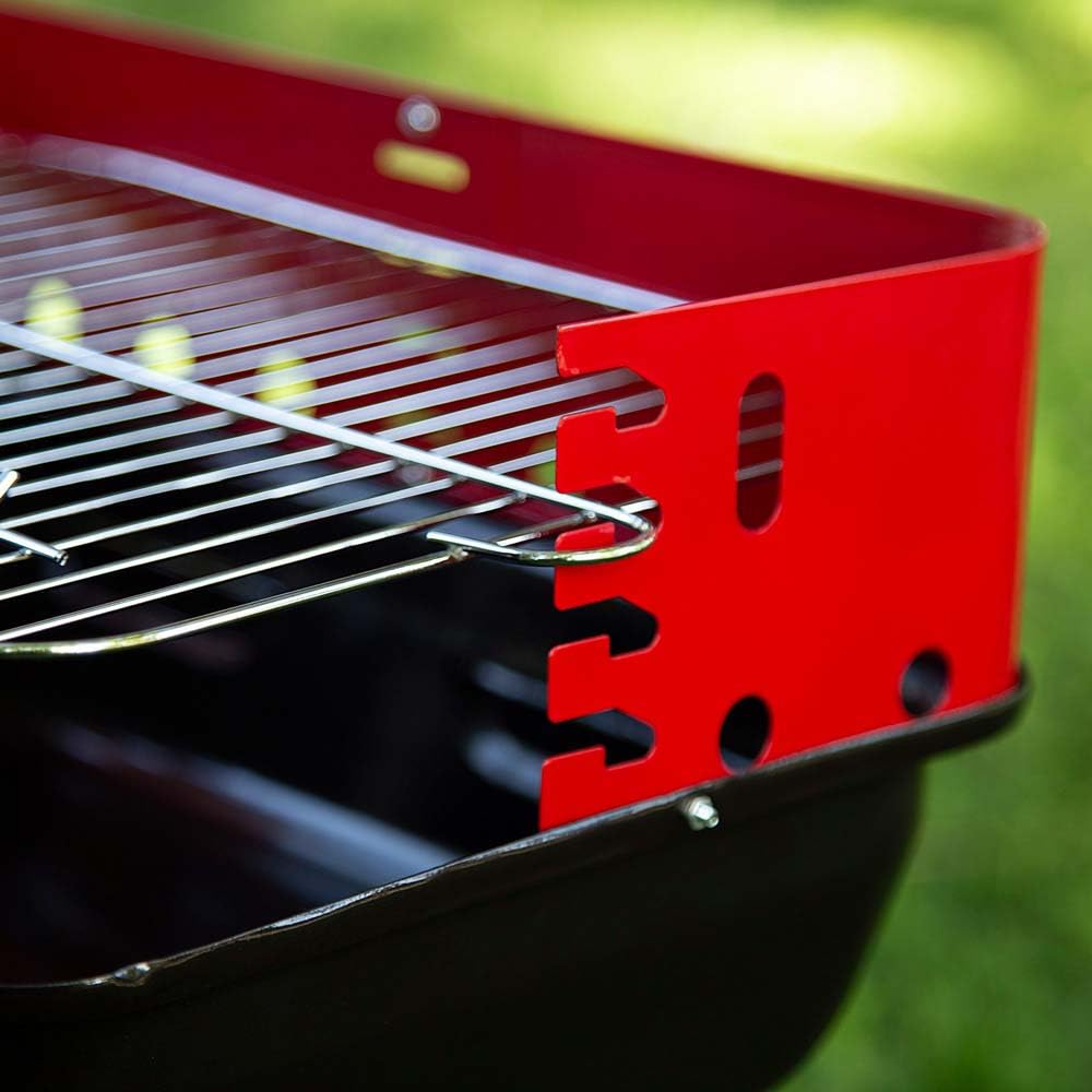 AKTIVE Barbecue Portable au Charbon de Bois, avec Pare-Vent, en Acier, Grille Réglable Sur 4 Hauteurs, Petit Format, 42X42X54 cm, Barbecues au Charbon de Bois, Bbq, Cuisine Extérieure