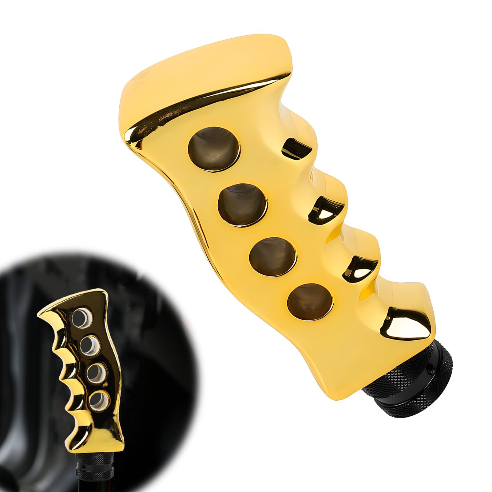 1 PC Car Manual Transmission Gear Shift Tip Kit,Knife Grip Handle Shift Knob, Easy Grip Wave Rod Headband Adapter Screws and Wrenches, Universal Automotive Accessories (Gold)