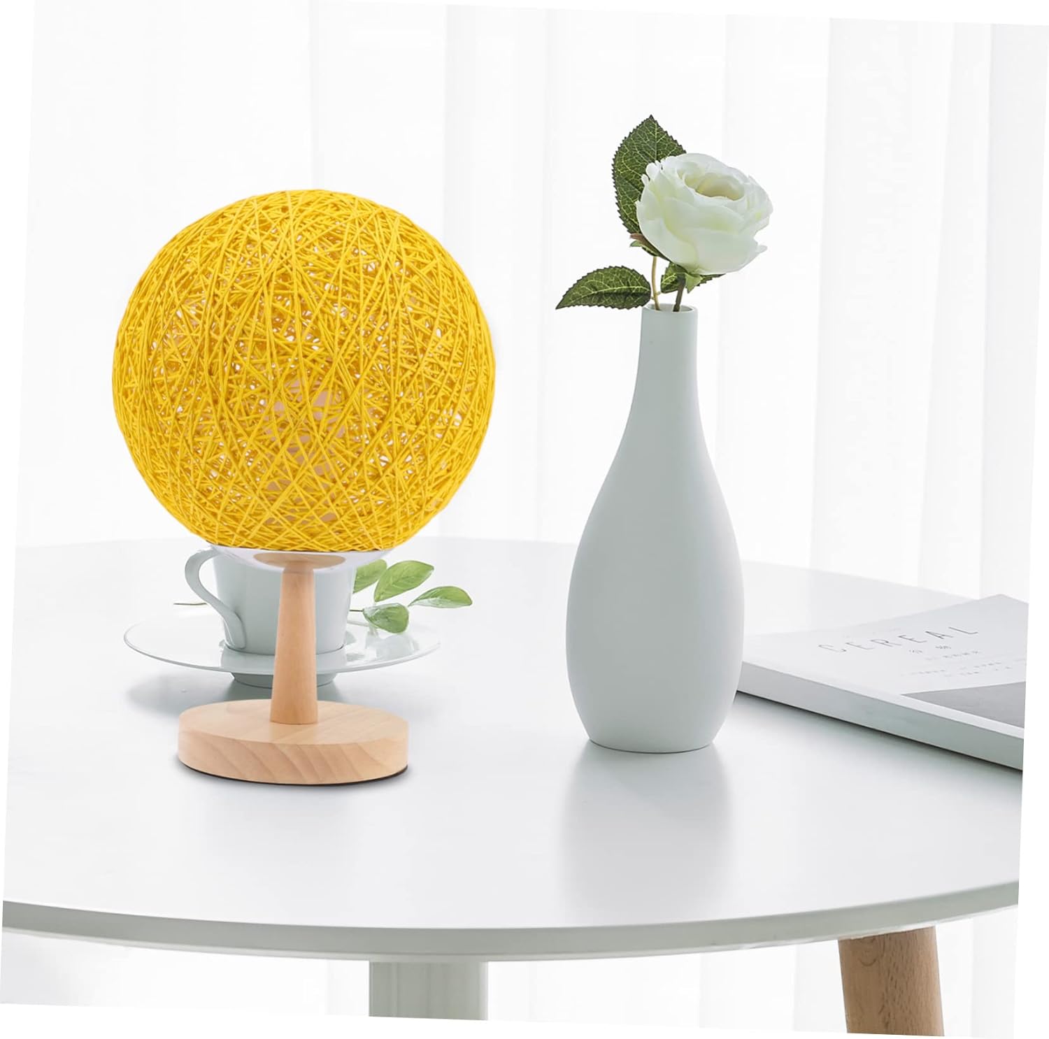 VILLCASE 1set Rattan Woven Table Lamp Creative Led Night Light for Boys and Girls Unique Bedroom Decoration Rattan Shade and Base for Cozy Atmosphere