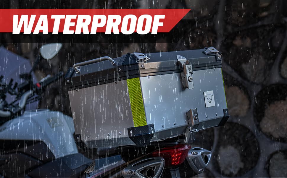 Image of VCOROS Top Case 45L Waterproof Aluminum Alloy Motorcycle Trunk Universal Motorbike Tail Box (Silver, 45 Liter)