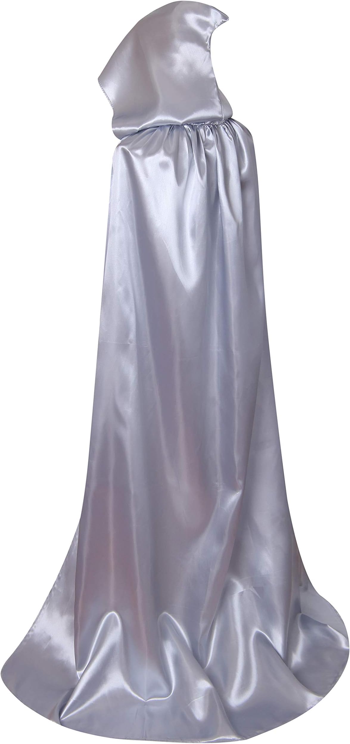 BIGXIANExtra Long Hooded Satin Cloak, Halloween Christmas Fancy Cape