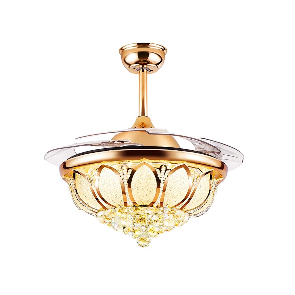 Ventilador de techo para restaurante con lámpara de araña de cristal y LED
